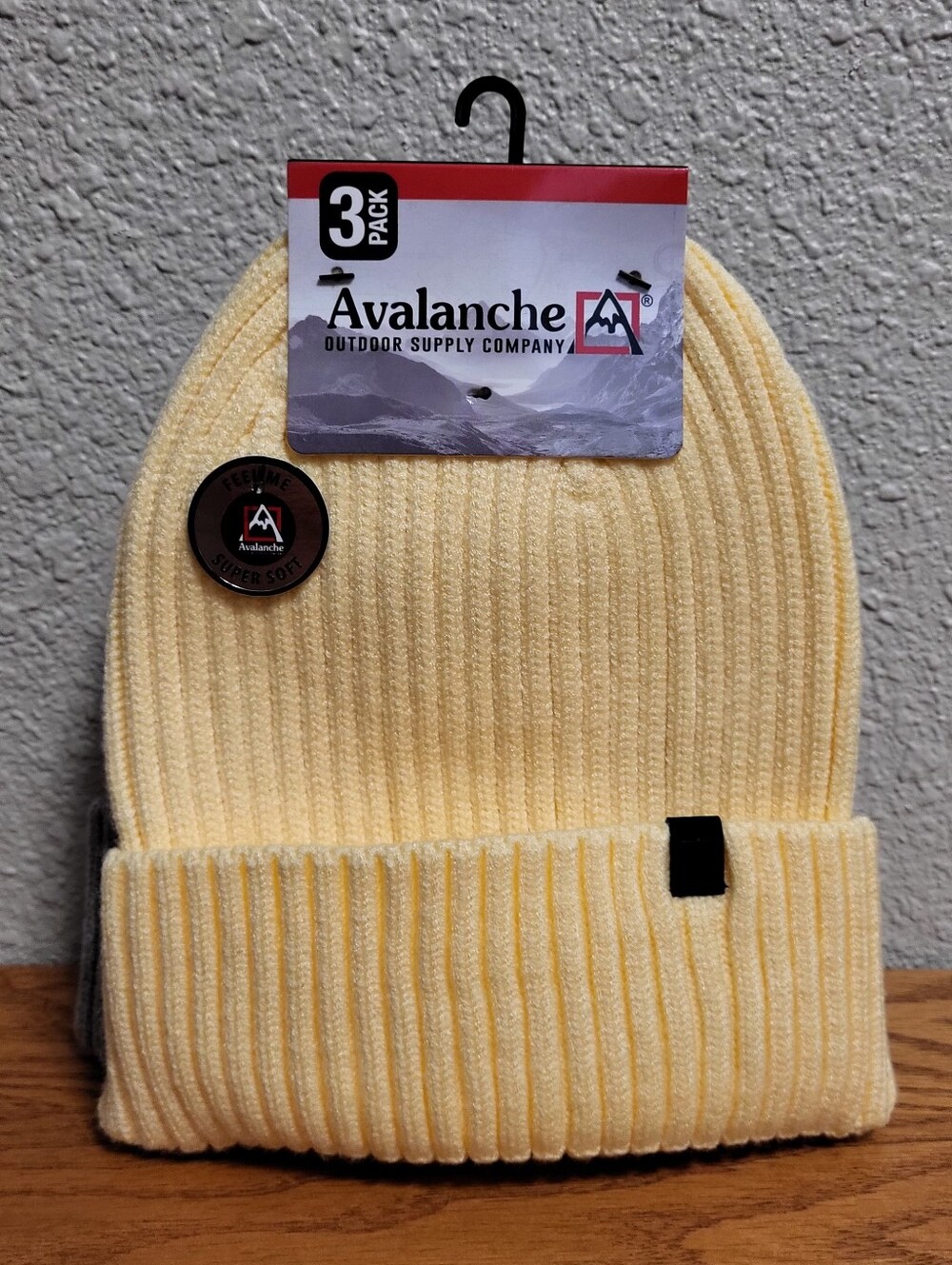 NWT Avalanche 3 Pack Knit Beanie - Yellow, Gray & Black